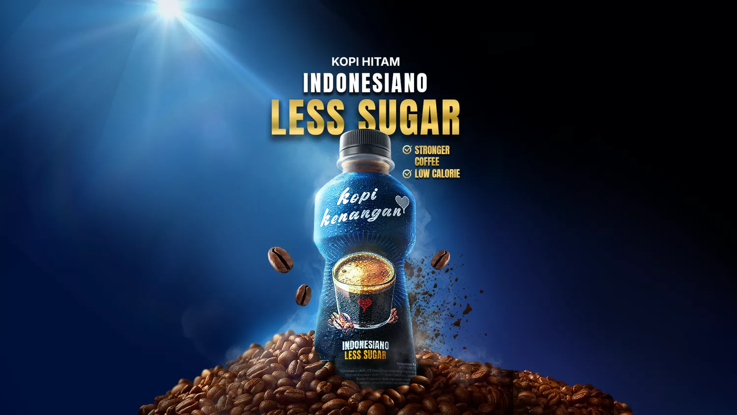 Kopi Kenangan Indonesiano Less Sugar dalam botol