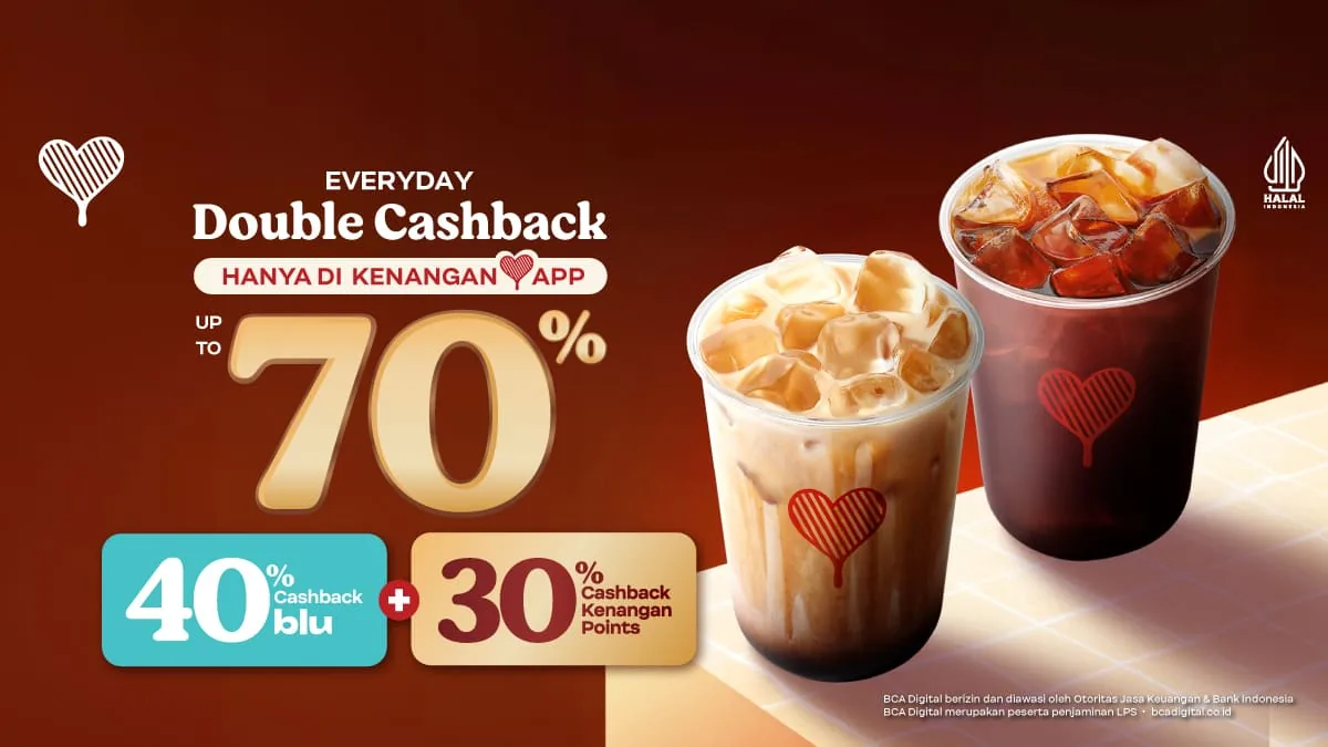 Promo Double Cashback Kopi Kenangan: Cashback hingga 70% Setiap Hari!